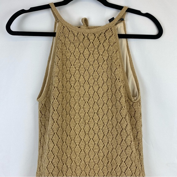 Boston Proper Tan Knit High Neck Crochet Maxi Dress - Picture 4 of 14